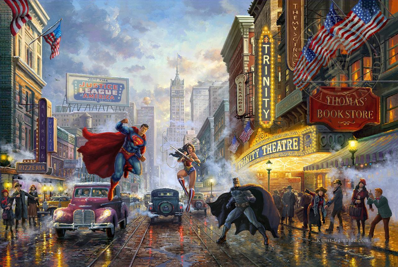 Batman Superman and Wonder Woman Hollywood Movie TK Disney Ölgemälde
